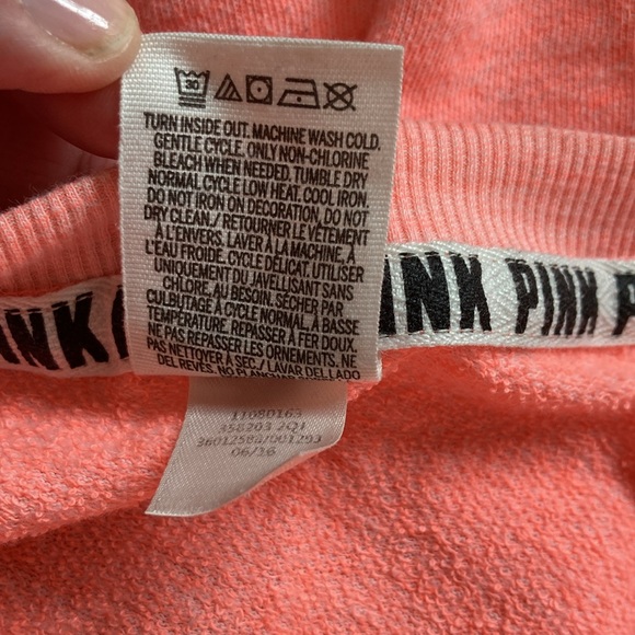 VICTORIAS SECRET PINK Long Sleeve Light Fleece Pullover Top Coral Womens Small - Picture 13 of 14